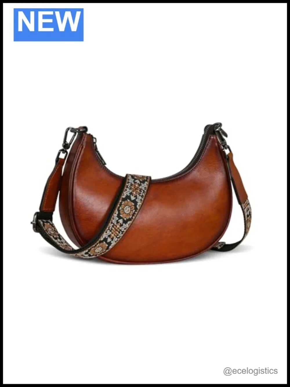 Genuine Leather Hobo Crossbody Bag Women Crescent Purse Shoulder